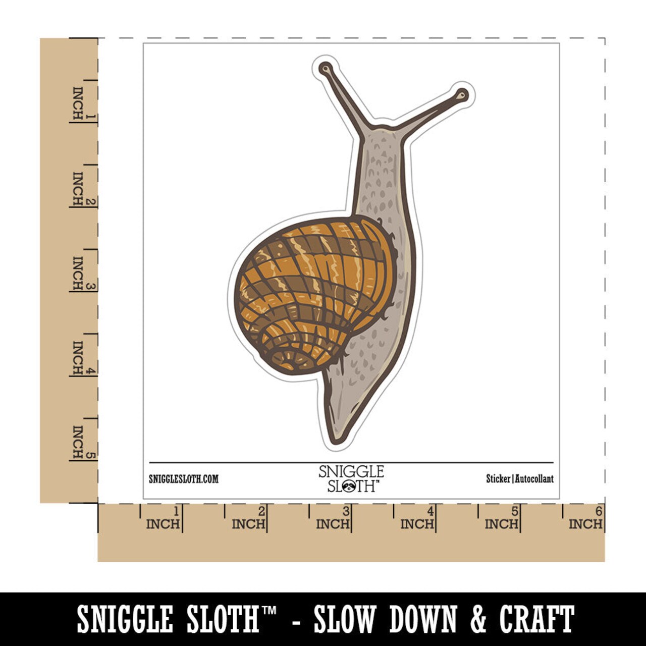 Water Bottle Sticker Set Realistic Sticky Garden Snail Crawling Cute Waterproof Vinyl Stickers Pack Decal, Skateboard, Laptop, Car, Window, Bumper - 5 Pack